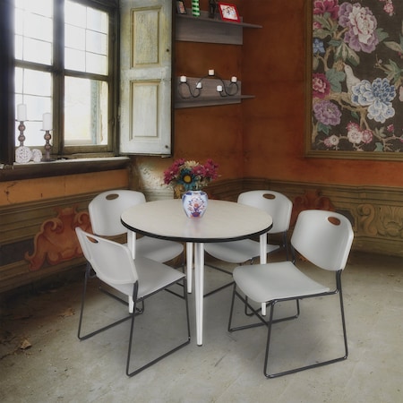 Regency Kahlo Round Table & Chair Sets, 36 W, 36 L, 29 H, Wood, Metal, Polypropylene Top, Maple TPL36RNDPLCM44GY